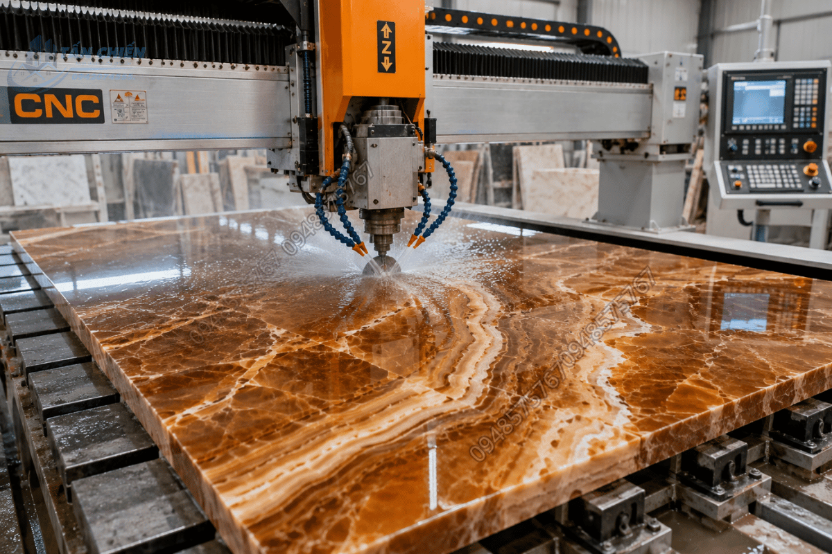 Máy cắt CNC hiện đại gia công Mẫu Đá Onyx Nâu với độ chính xác cao