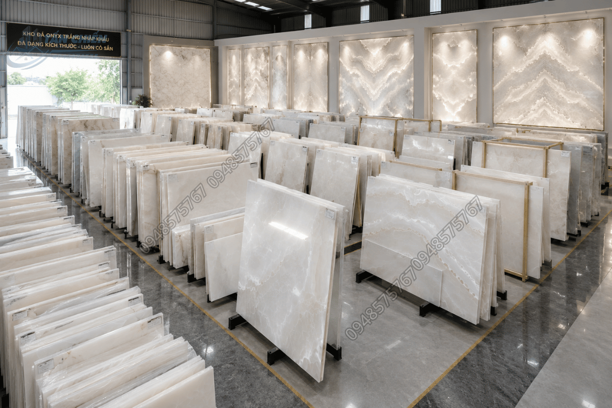 Kho Mẫu Đá Onyx Trắng nhiều kích thước luôn có sẵn