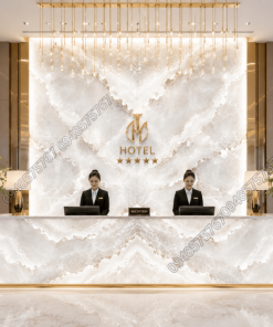Mẫu Đá Onyx Trắng sử dụng cho quầy lễ tân khách sạn