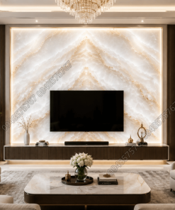 Tranh Mẫu Đá Onyx Trắng xuyên sáng trong biệt thự
