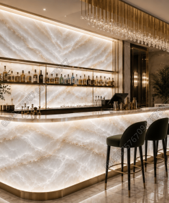 Mẫu Đá Onyx Trắng thi công quầy bar cao cấp