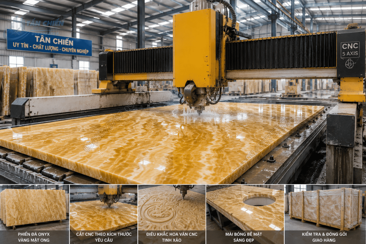 Xưởng gia công Mẫu Đá Onyx Vàng Mật Ong bằng máy CNC