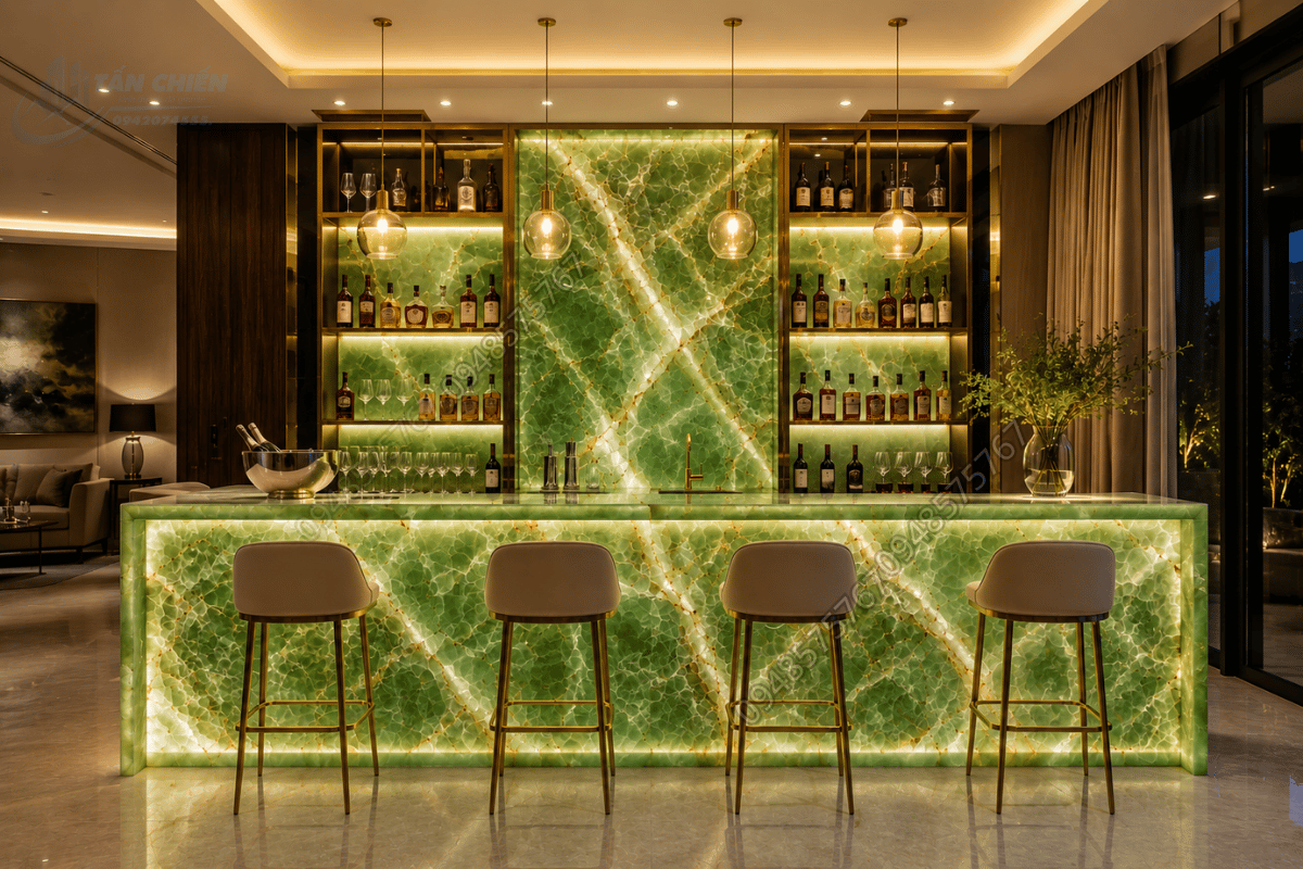 Quầy bar gia đình hoặc khách sạn ốp đá sáng