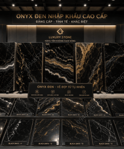 Kho đá trưng bày các phiến Mẫu Đá Onyx Đen nhập khẩu chất lượng cao