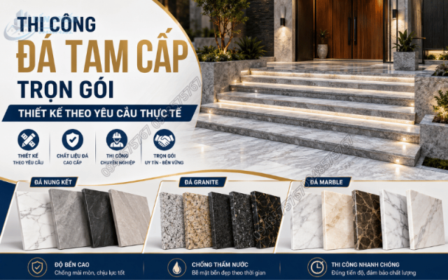 Thi Công Đá Tam Cấp Trọn Gói Thiết Kế Theo Yêu Cầu Thực Tế