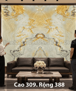 Tranh đá thạch anh tự nhiên Hoàng Kim Đối Xứng kích thước 3090x3880 mm