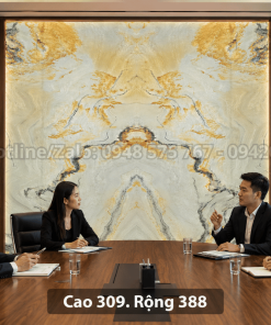 Tranh đá thạch anh tự nhiên trang trí phòng họp doanh nghiệp