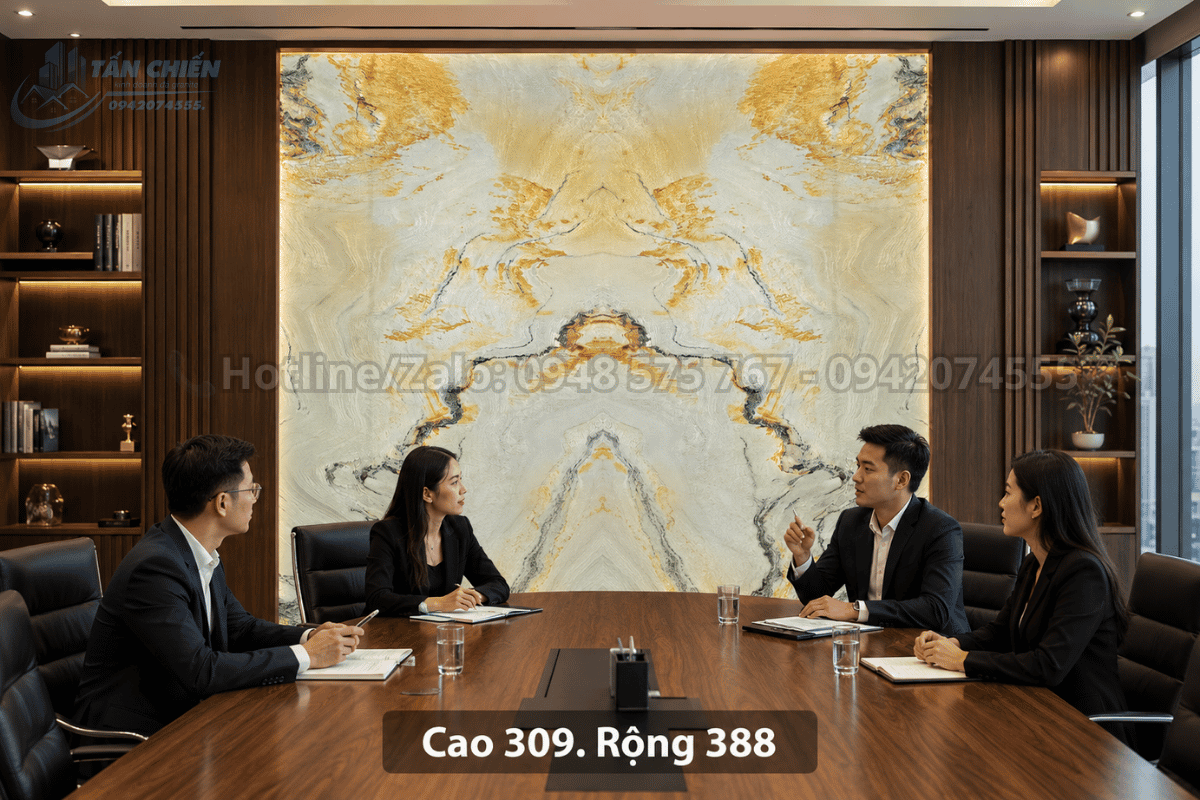 Tranh đá thạch anh tự nhiên trang trí phòng họp doanh nghiệp