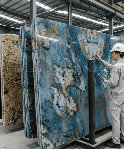 Tranh đá thạch anh tự nhiên vân xanh ngọc cao cấp nhập khẩu