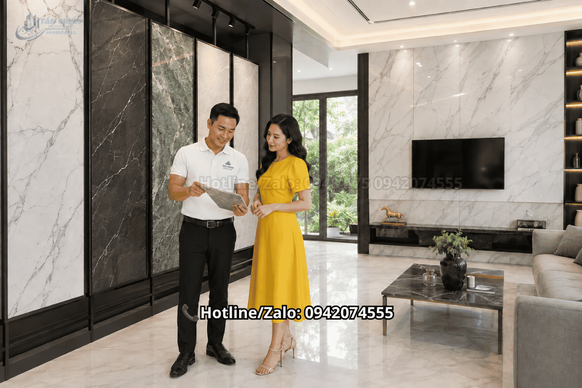 Mẫu đá nung kết cao cấp dùng ốp lát nội thất