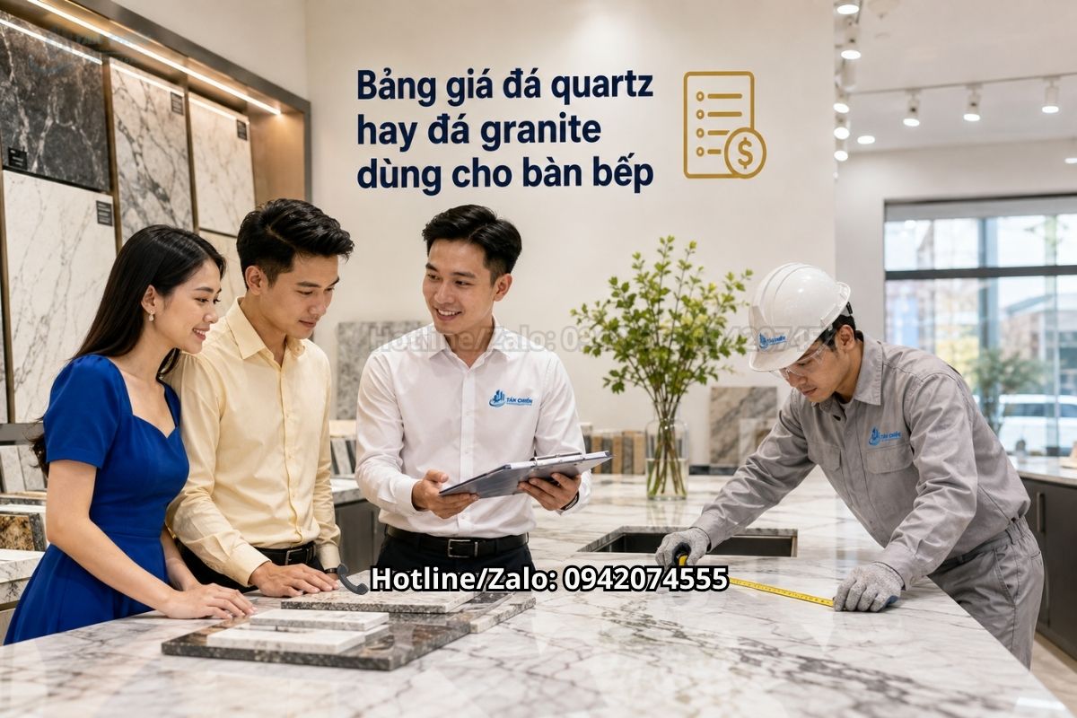 Bảng giá đá quartz hay đá granite dùng cho bàn bếp