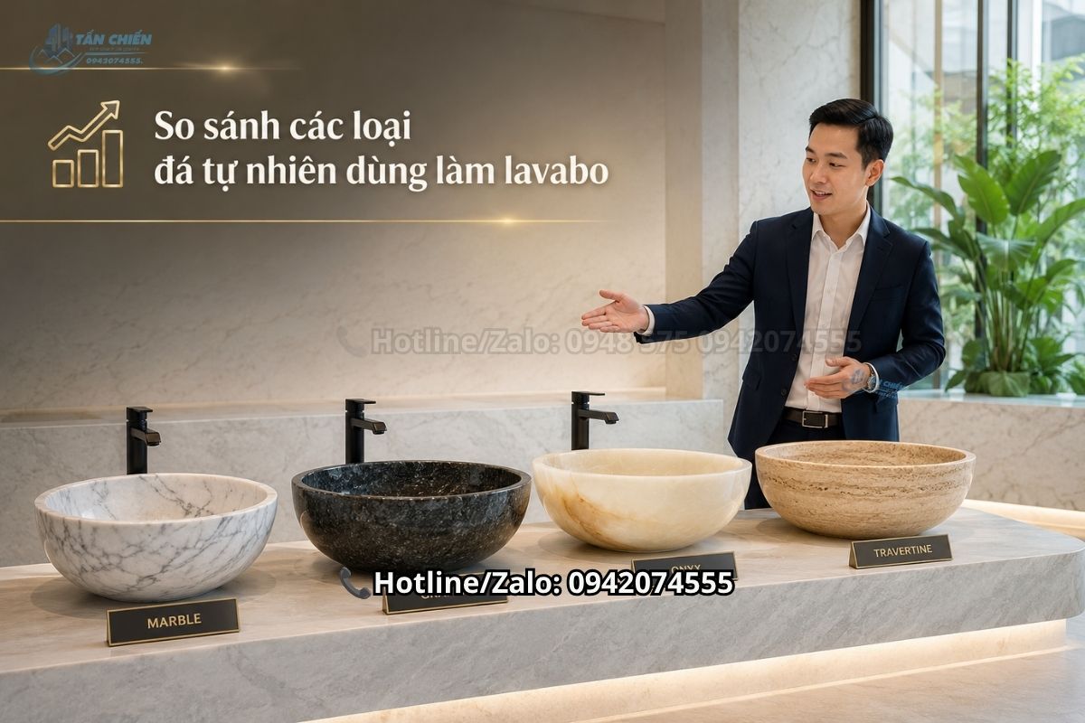 So sánh các loại đá tự nhiên dùng làm lavabo