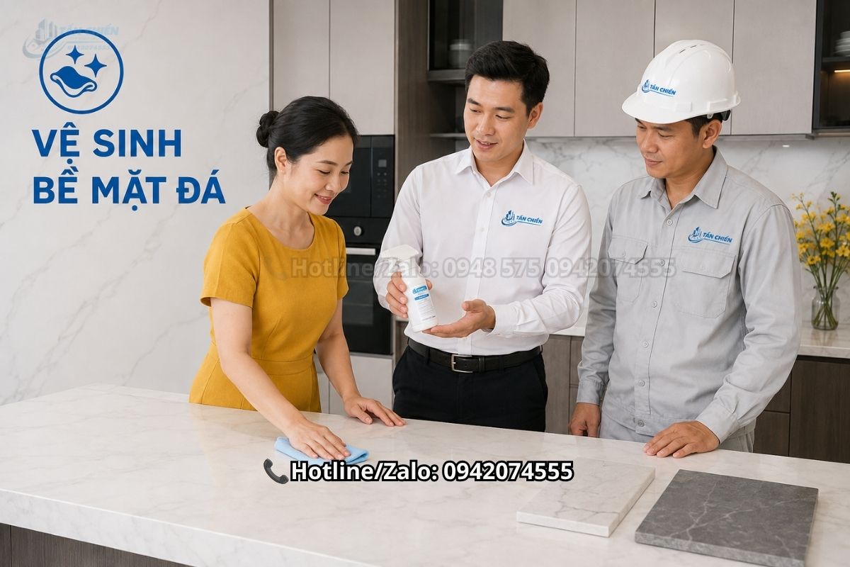 Cách vệ sinh mặt đá thạch anh và đá nung kết đúng cách