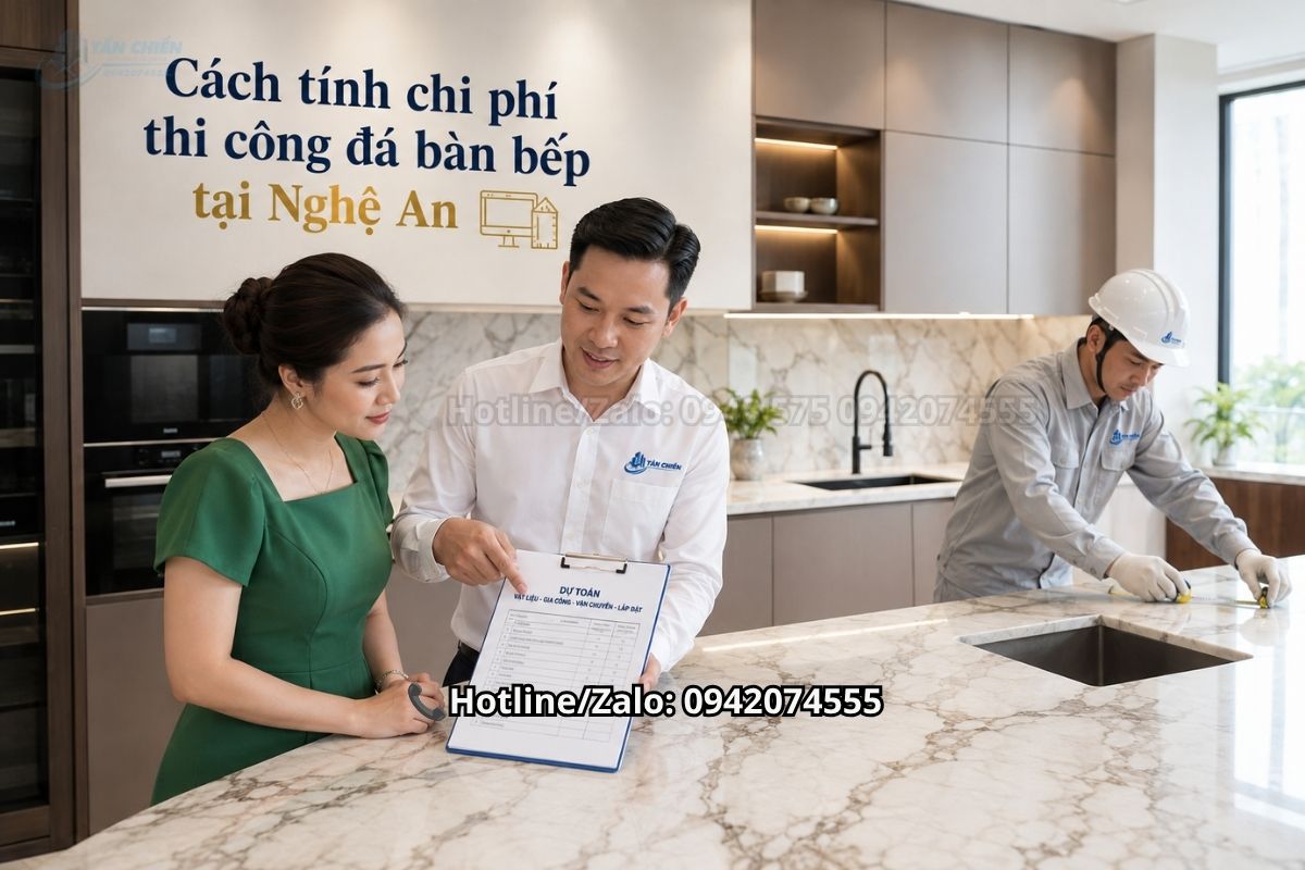 Cách tính chi phí thi công đá bàn bếp tại Nghệ An