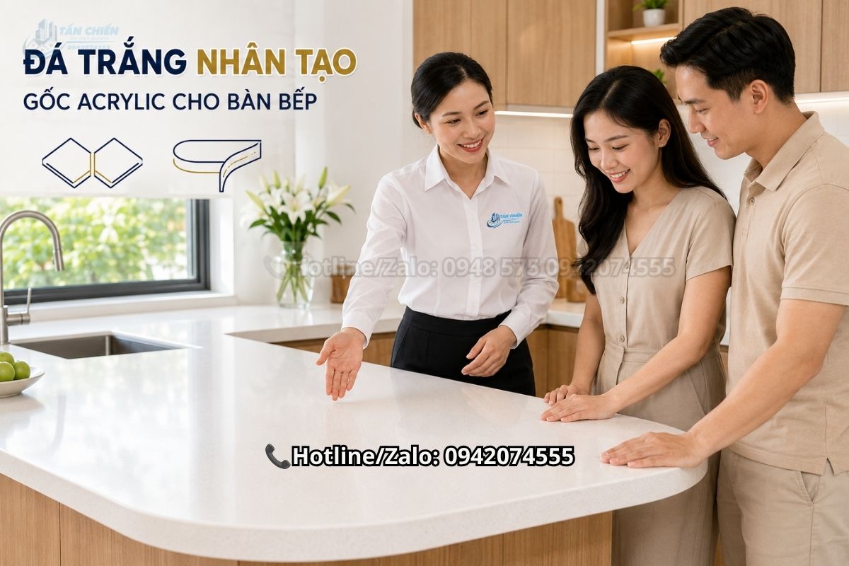 Đá trắng nhân tạo gốc acrylic cho bàn bếp