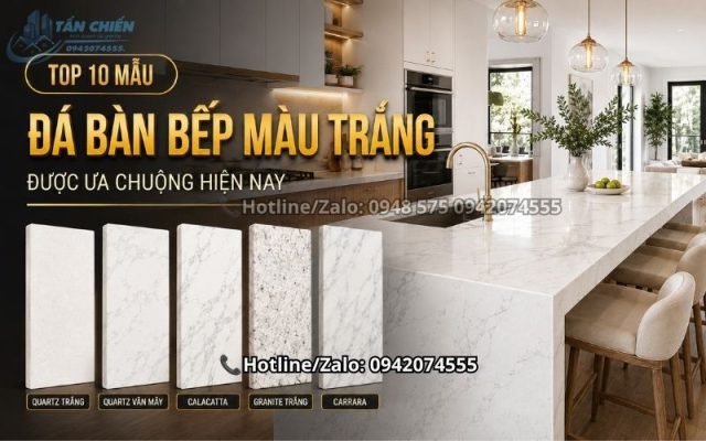 Top 10 Mẫu Đá Bàn Bếp Màu Trắng Được Ưa Chuộng Hiện Nay
