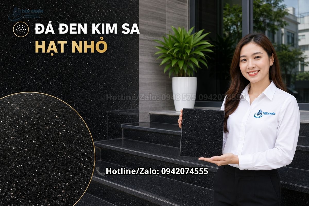 Các loại đá tam cấp đen Kim Sa hạt lớn và hạt nhỏ