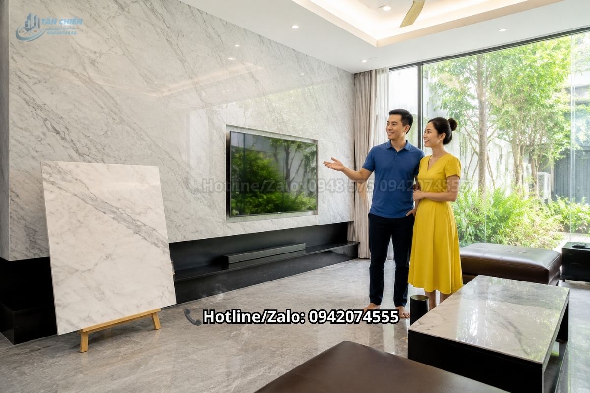 Đá marble Carrara ốp tường đẹp hiện đại