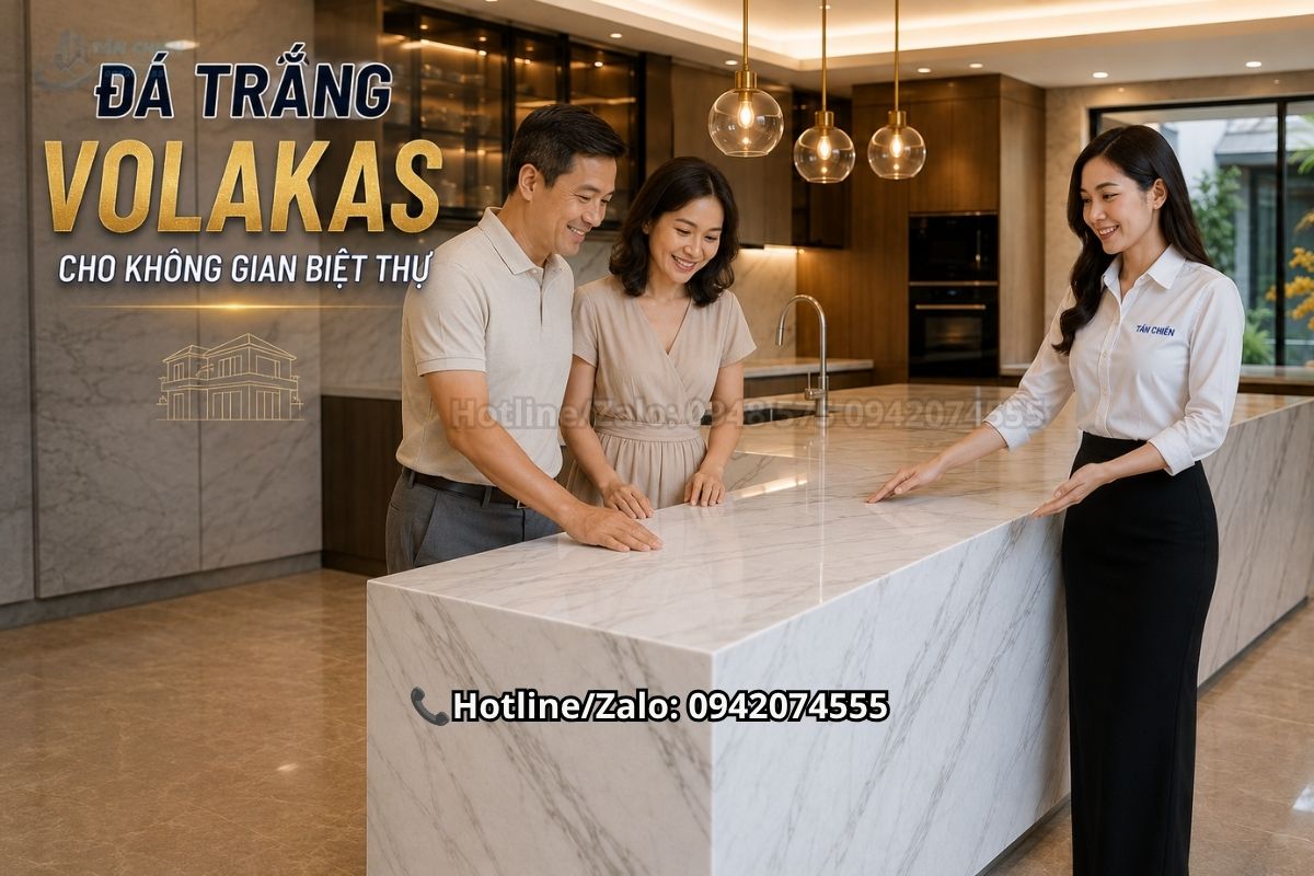 Đá bàn bếp màu trắng Volakas cho biệt thự
