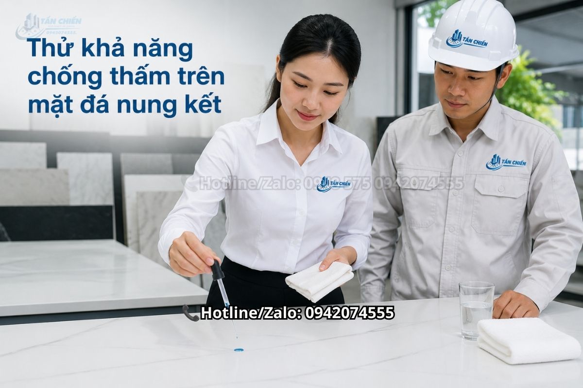 Khả năng chống thấm của đá nung kết bàn bếp