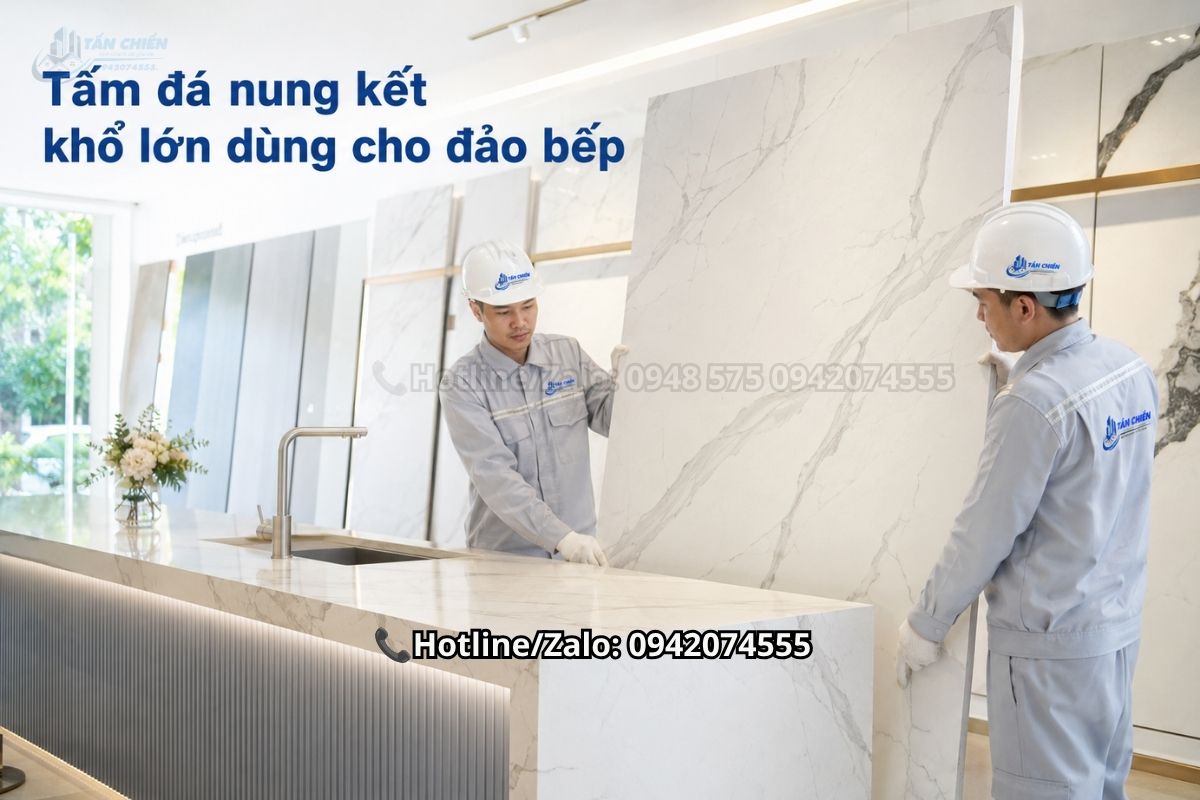 Đá nung kết bàn bếp khổ lớn hạn chế mạch nối