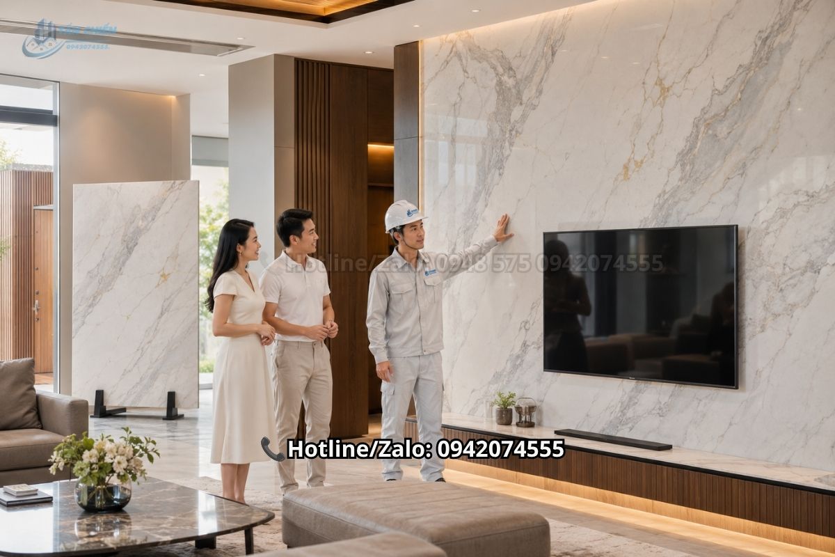 Đá nung kết ốp tường nội thất sang trọng