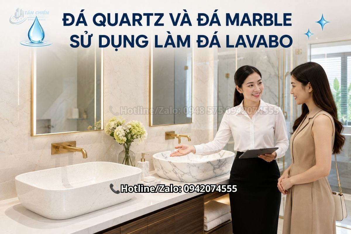 Đá quartz và đá marble sử dụng làm đá lavabo