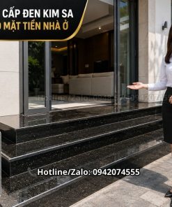Đá tam cấp đen Kim Sa đẹp cho mặt tiền nhà ở