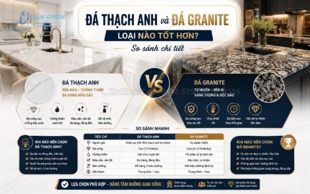 Đá Thạch Anh Và Đá Granite Loại Nào Tốt Hơn? So Sánh Chi Tiết