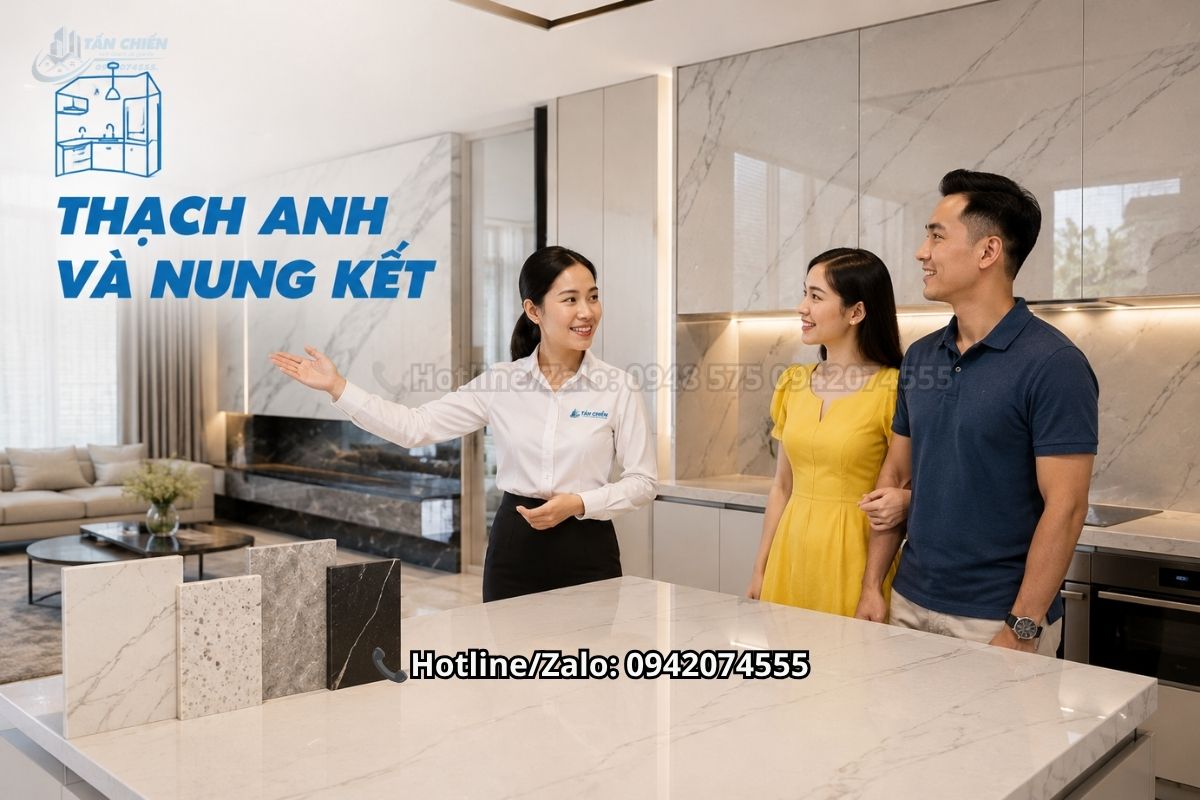 Đá thạch anh và đá nung kết trong không gian nội thất hiện đại