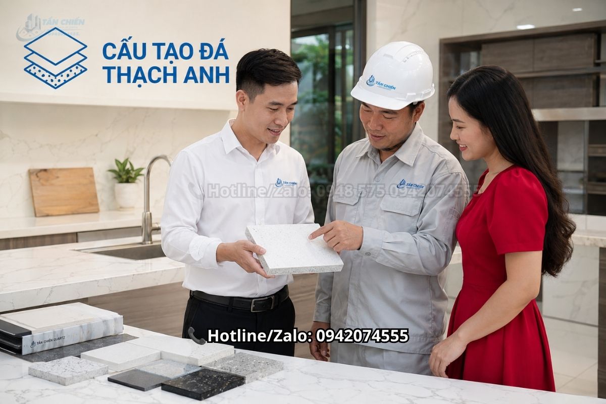 Cấu tạo đá thạch anh nhân tạo sử dụng làm mặt bàn bếp