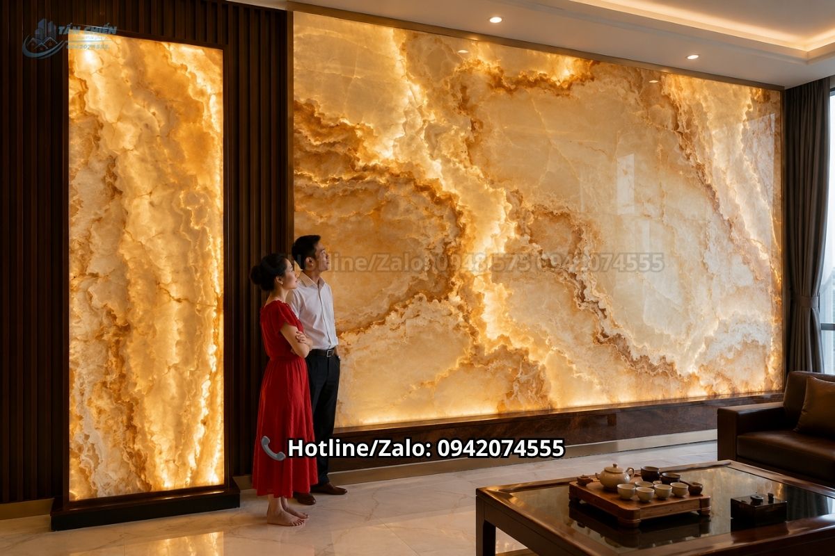 Đá granite vàng ốp tường biệt thự