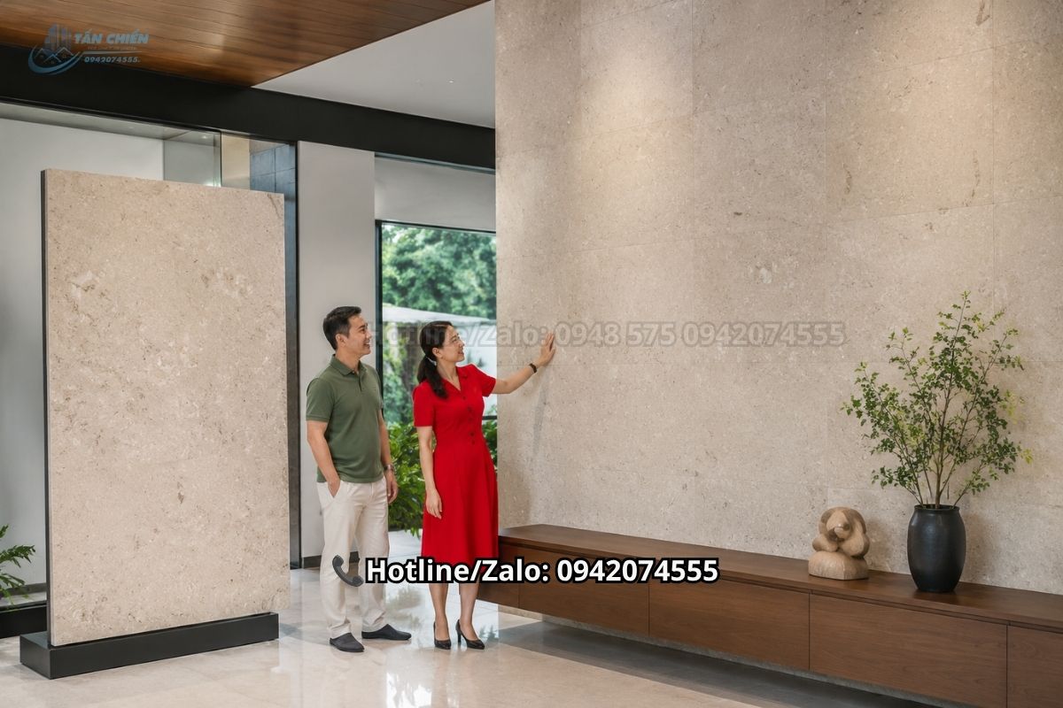 Đá Travertine ốp tường phong cách tự nhiên