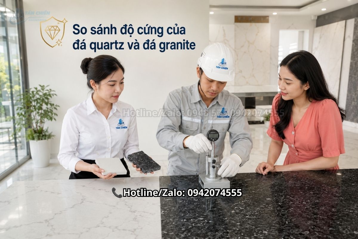 So sánh độ cứng của đá quartz và đá granite
