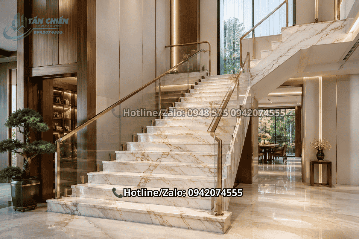 Đầu tư đá ốp cầu thang cao cấp giúp nâng tầm kiến trúc nội thất và thu hút vượng khí