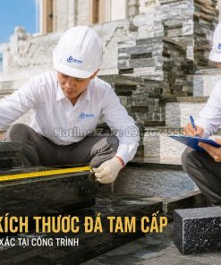 Đo kích thước đá tam cấp đen Kim Sa tại công trình