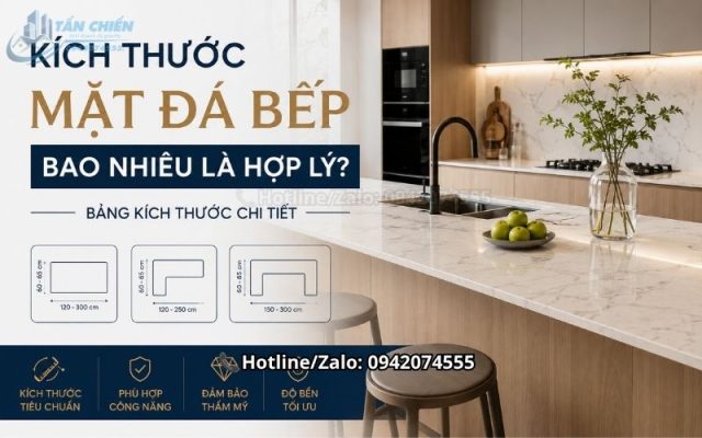 Kích Thước Mặt Đá Bếp Bao Nhiêu Là Hợp Lý? Bảng Kích Thước 