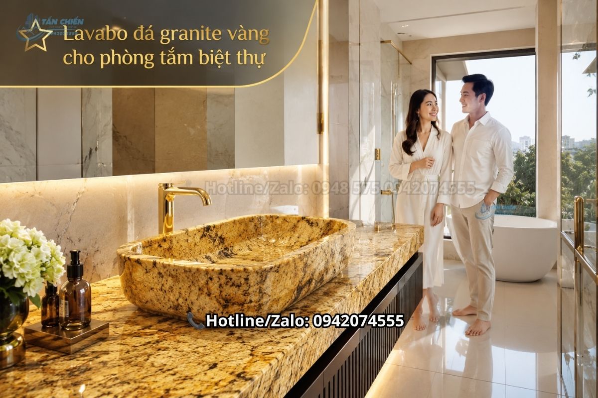 Lavabo đá granite trắng cho phòng tắm hiện đại