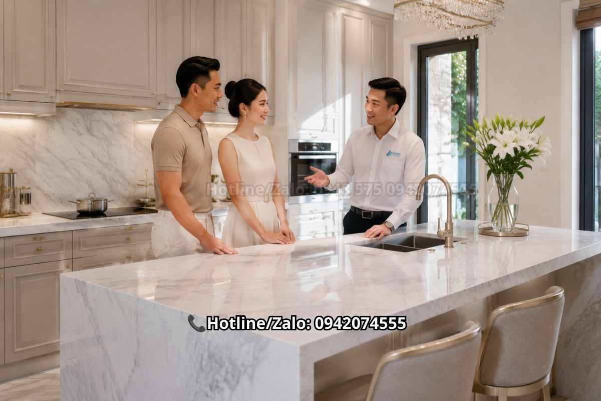 Màu đá bàn bếp hợp mệnh Kim đẹp và sang trọng