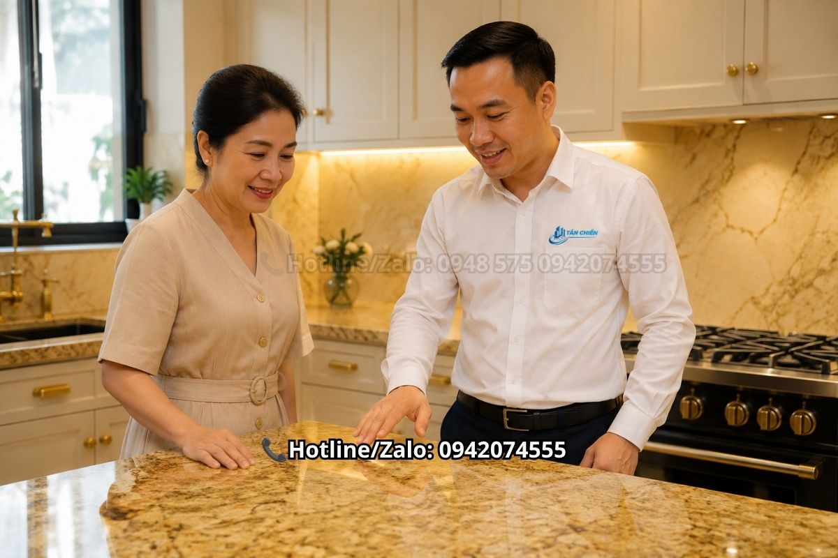 Đá bàn bếp màu vàng hợp mệnh Kim