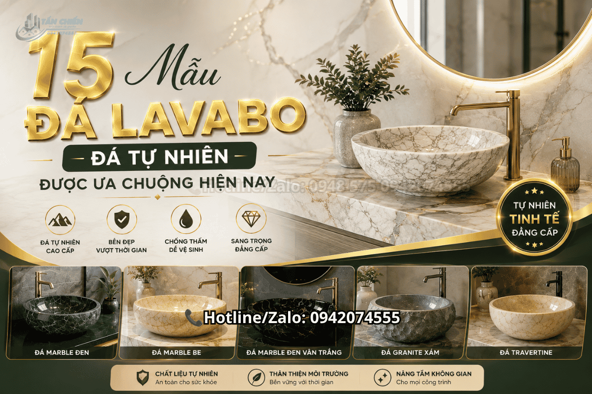 Mẫu đá lavabo đá tự nhiên đẹp cho phòng tắm hiện đại