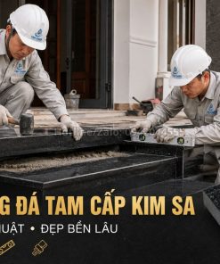 Thợ thi công đá tam cấp đen Kim Sa đúng kỹ thuật