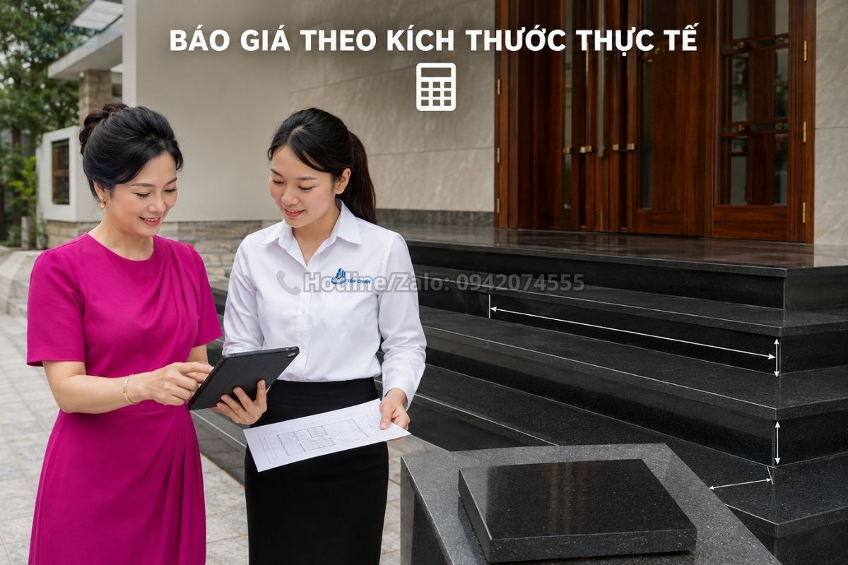 Báo giá đá đen Ấn Độ ốp tam cấp theo kích thước