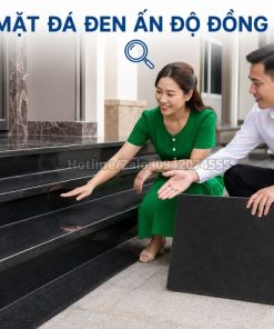 Bề mặt đá đen Ấn Độ ốp tam cấp màu sắc đồng đều
