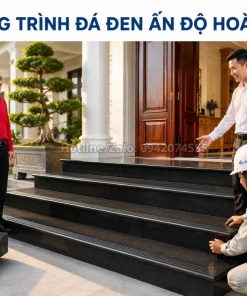 Công trình hoàn thiện đá đen Ấn Độ ốp tam cấp đẹp