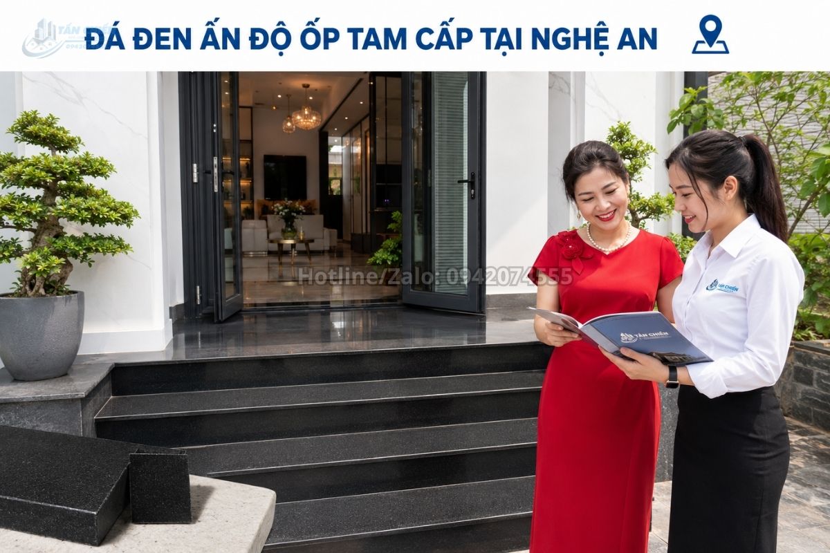 Đá đen Ấn Độ ốp tam cấp tại Nghệ An sang trọng