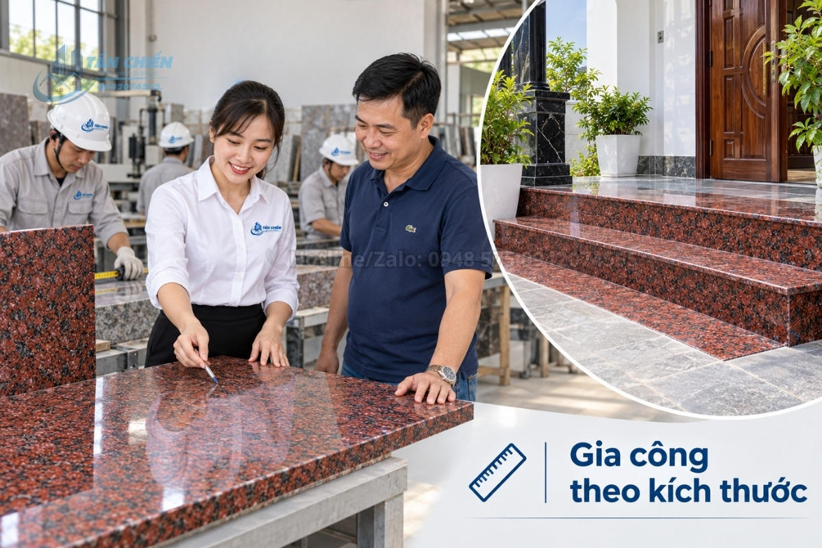 Đá đỏ Ruby ốp bậc tam cấp gia công theo kích thước
