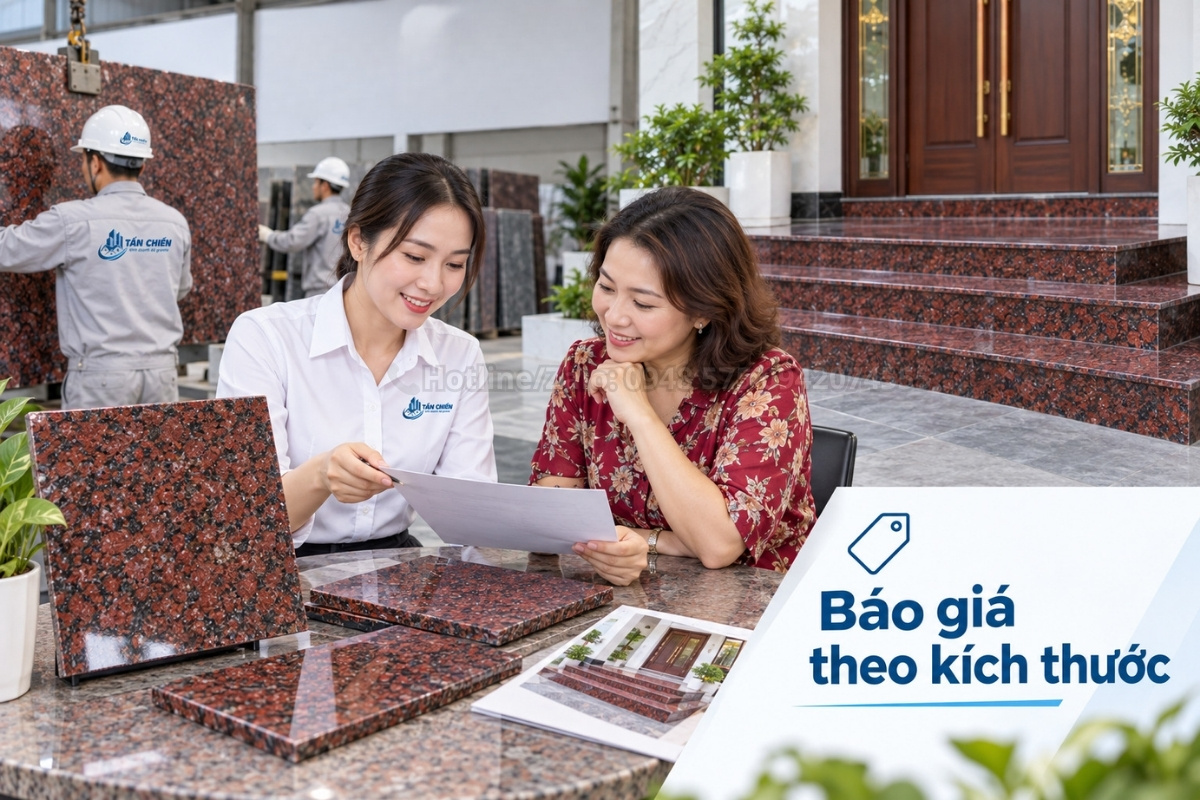 Đá đỏ Ruby ốp bậc tam cấp phối cổ bậc màu đen
