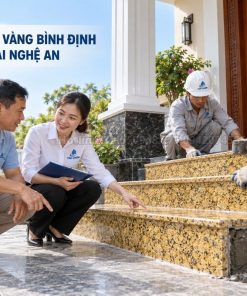 Đá tam cấp vàng Bình Định thi công tại Nghệ An