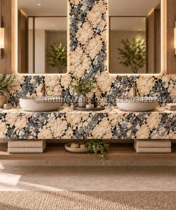 Đá Thạch Anh Brazil V4 làm bàn lavabo phòng tắm